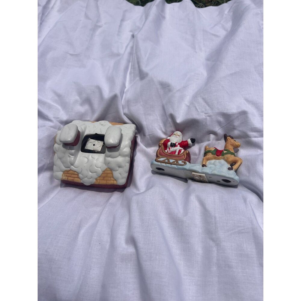 porcelain Holiday christmas santa and reindeer musical seesaw